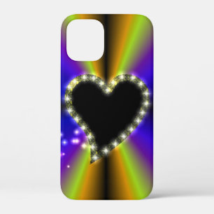 Zwart hart met sterren op regenboog Case-Mate iPhone case