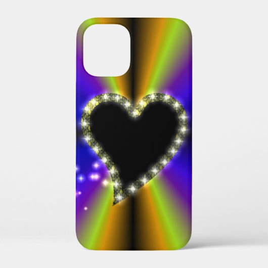 Zwart hart met sterren op regenboog Case-Mate iPhone case (Achterkant)