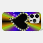 Zwart hart met sterren op regenboog Case-Mate iPhone case (Achterkant (horizontaal))