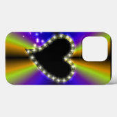 Zwart hart met sterren op regenboog Case-Mate iPhone case (Achterkant (horizontaal))