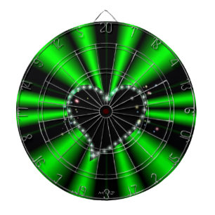 zwart hart met sterren op zwart en groen dartbord