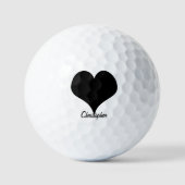 Zwart Hart Ontwerp Persoonlijk Golfballen (Voorkant)