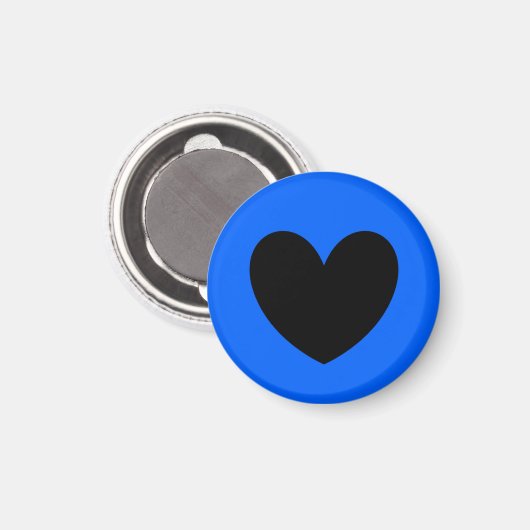 Zwart hart op blauw magneet (Voorkant / Achterkant)