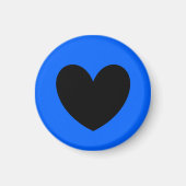 Zwart hart op blauw magneet (Voorkant)
