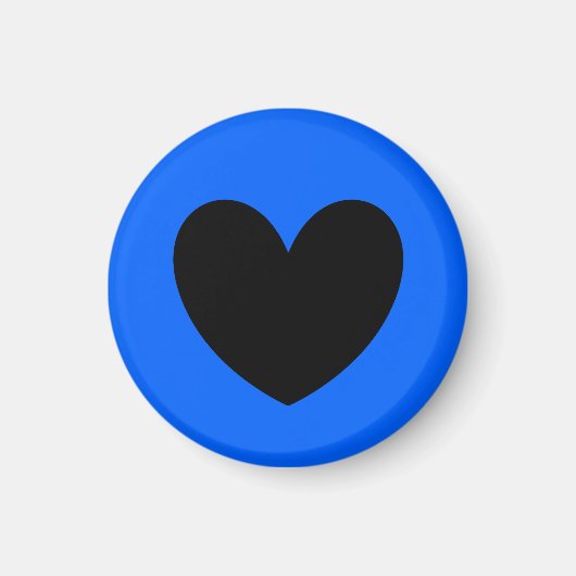 Zwart hart op blauw magneet (Voorkant)