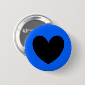 Zwart hart op blauw ronde button 5,7 cm (Voorkant /achterkant)
