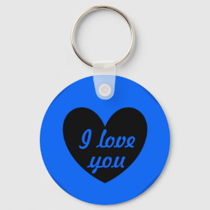 Zwart hart op blauw sleutelhanger