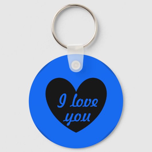 Zwart hart op blauw sleutelhanger (Voorkant)