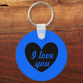 Zwart hart op blauw sleutelhanger (Voorkant)