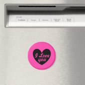 Zwart hart op fuchsia roze magneet (Insitu (Vaatwasser))