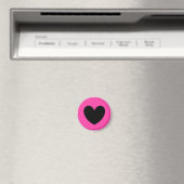 Zwart hart op fuchsia roze magneet (Insitu (Vaatwasser))