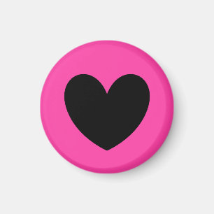 Zwart hart op fuchsia roze magneet