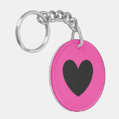 Zwart hart op fuchsia roze sleutelhanger (Voorkant Links)
