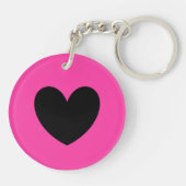 Zwart hart op fuchsia roze sleutelhanger (Achterkant)
