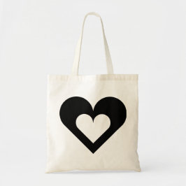 Zwart hart op hart tote bag