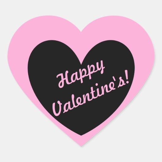 Zwart hart op katoenroze snoep hart sticker (Voorkant)