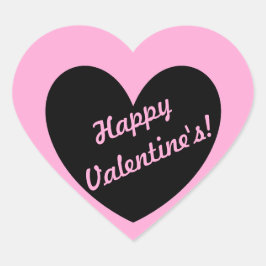 Zwart hart op katoenroze snoep sticker