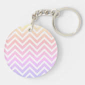Zwart hart op Ombre Chevron Stripe met naam Sleutelhanger (Achterkant)