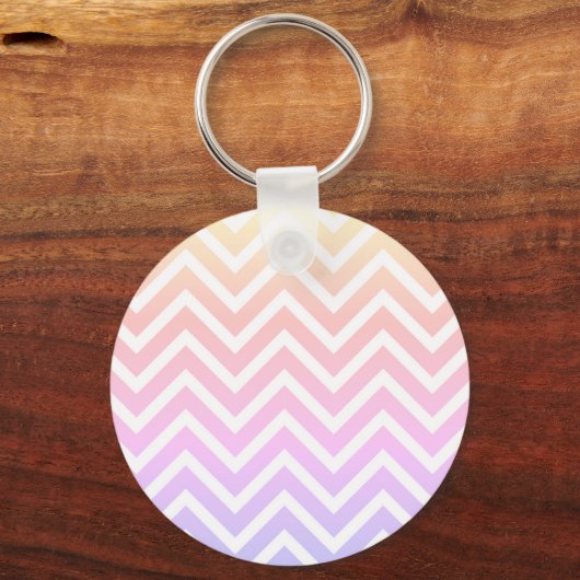 Zwart hart op Ombre Chevron Stripe met naam Sleutelhanger (Achterkant)