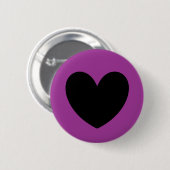 Zwart hart op paars ronde button 5,7 cm (Voorkant /achterkant)