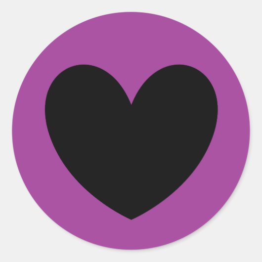 Zwart hart op paars ronde sticker (Voorkant)