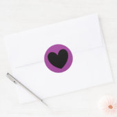 Zwart hart op paars ronde sticker (Envelop)