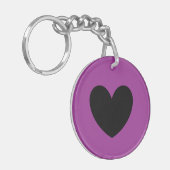 Zwart hart op paars sleutelhanger (Voorkant Links)