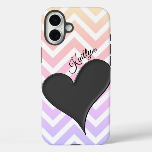 Zwart hart op regenboogChevron Stripe telefoontas Case-Mate iPhone Case (Achterkant)