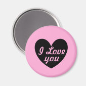 Zwart hart op snoep roze magneet (Voorkant / Achterkant)