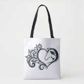 zwart hart paard meisje vrouwelijk elegante tote bag (Voorkant)
