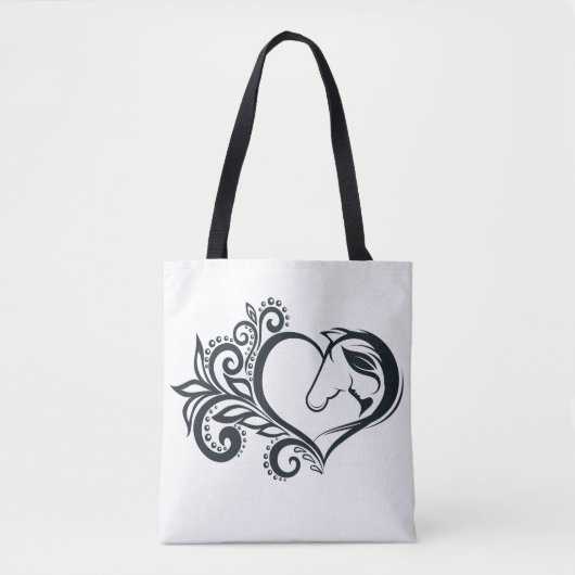 zwart hart paard meisje vrouwelijk elegante tote bag (Voorkant)