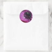 Zwart hart Paars Roze Anemone Ronde Sticker (Tas)