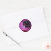 Zwart hart Paars Roze Anemone Ronde Sticker (Envelop)