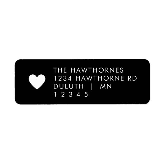 Zwart hart retouradres  etiket (Voorkant)