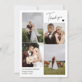 Zwart Hart Romantische Bruiloft Foto's Dank u Opme Bedankkaart (Voorkant)