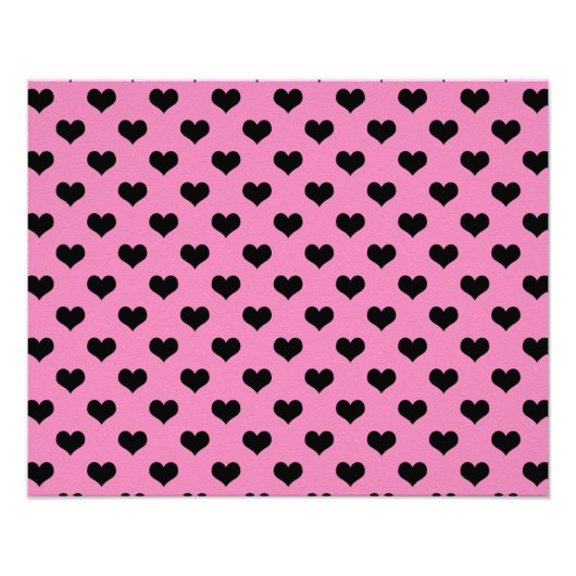 Zwart hart roze achtergrond pols dot hart foto afdruk (Voorkant)