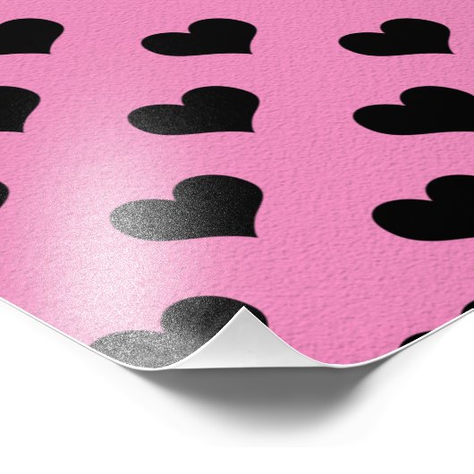 Zwart hart roze achtergrond pols dot hart foto afdruk (Hoek)