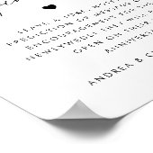 Zwart Hart Script Jubileum Piñata Trouwbord Poster (Hoek)