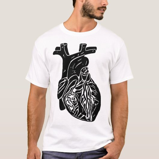 Zwart hart silhouet Menselijke anatomie Kunst T-shirt (Voorkant)