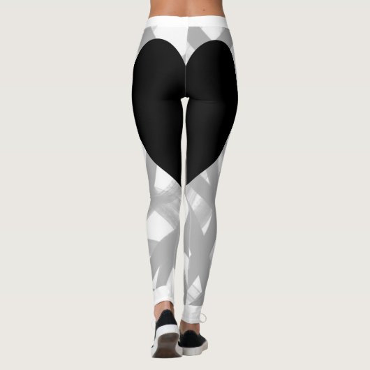 Zwart hart terug leggings (Achterkant)