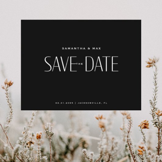 Zwart Hedendaags Save the Date Briefkaart