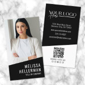 Zwart Hedendaagse Foto QR Code Logo Verticaal Visitekaartje