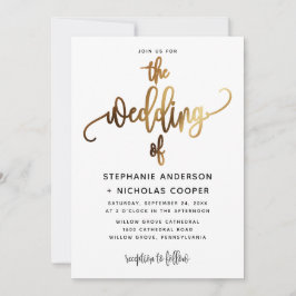 Zwart Heerlijk Script Typografie Bruiloft Goud Kaart