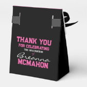 Zwart & Heet Roze Afstuderen Favor Boxes Bedankdoosjes (Achterkant)