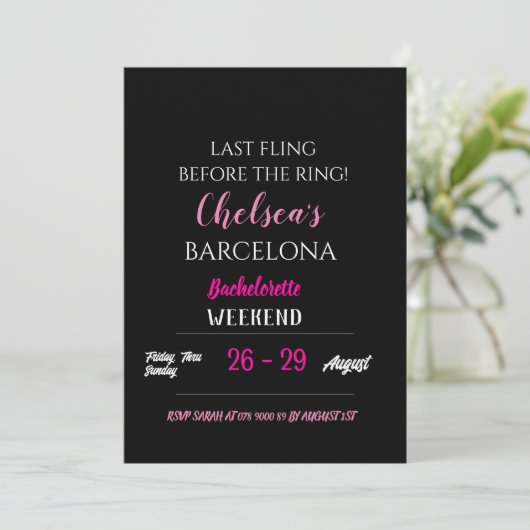 Zwart Heet Roze Bachelorette Party Routebeschrijvi Kaart (Staand voorkant)