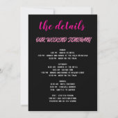 Zwart Heet Roze Bachelorette Party Routebeschrijvi Kaart (Achterkant)