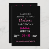 Zwart Heet Roze Bachelorette Party Routebeschrijvi Kaart (Voorkant / Achterkant)