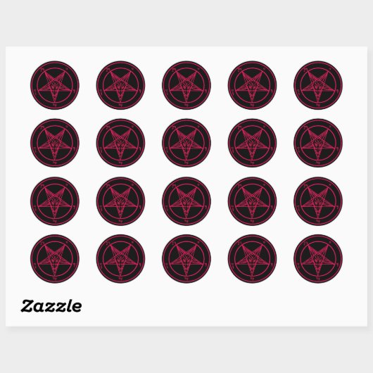 Zwart/Heet Roze Baphomet Stickers (Vel)