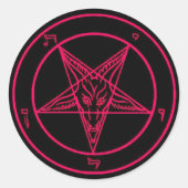 Zwart/Heet Roze Baphomet Stickers (Voorkant)