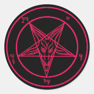 Zwart/Heet Roze Baphomet Stickers
